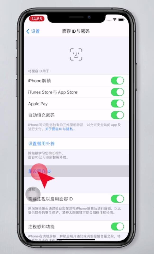 苹果面容id设置时将手机移低一点(5)