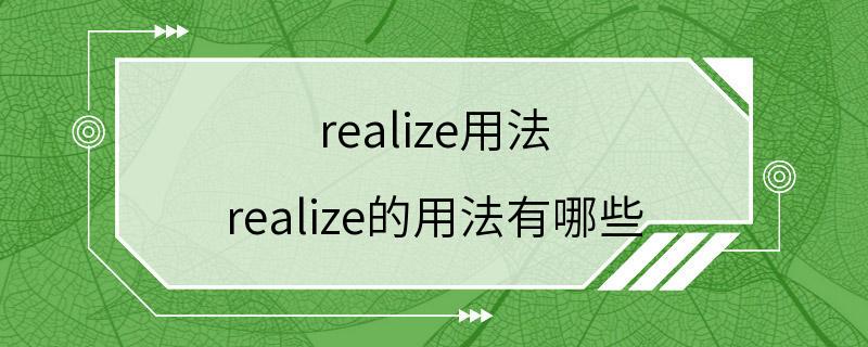 realize用法 realize的用法有哪些