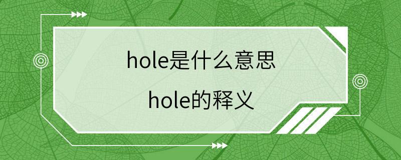 hole是什么意思 hole的释义