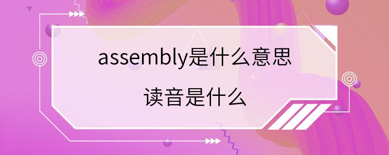 assembly是什么意思 读音是什么